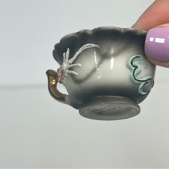 miniature japanese dragonware moriage teacups set of 2 demitasse 3d post-1921 - Picture 10 of 11